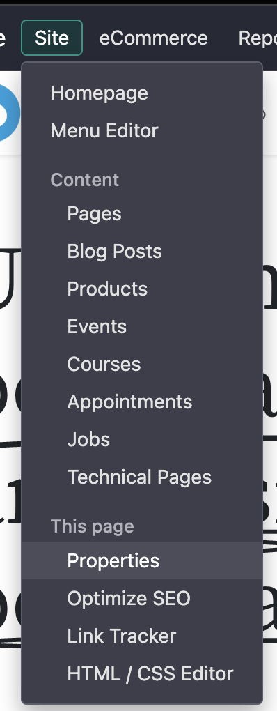 Odoo page properties
